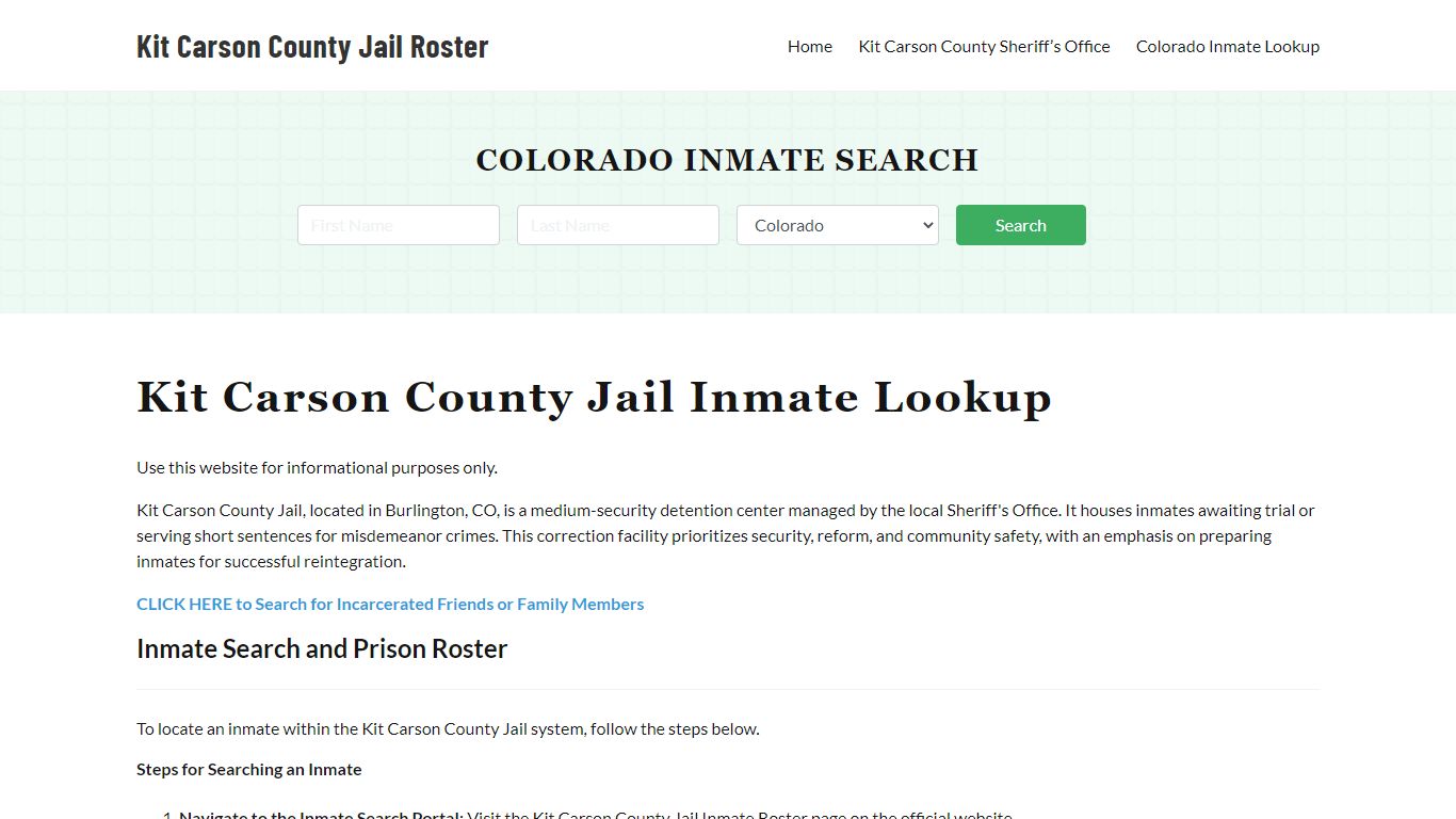 Kit Carson County Jail Roster Lookup, CO, Inmate Search