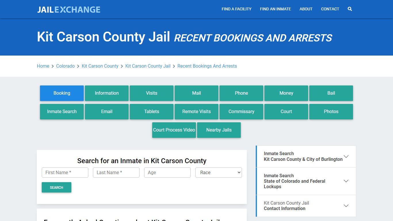 Kit Carson County Jail Recent Bookings And Arrests